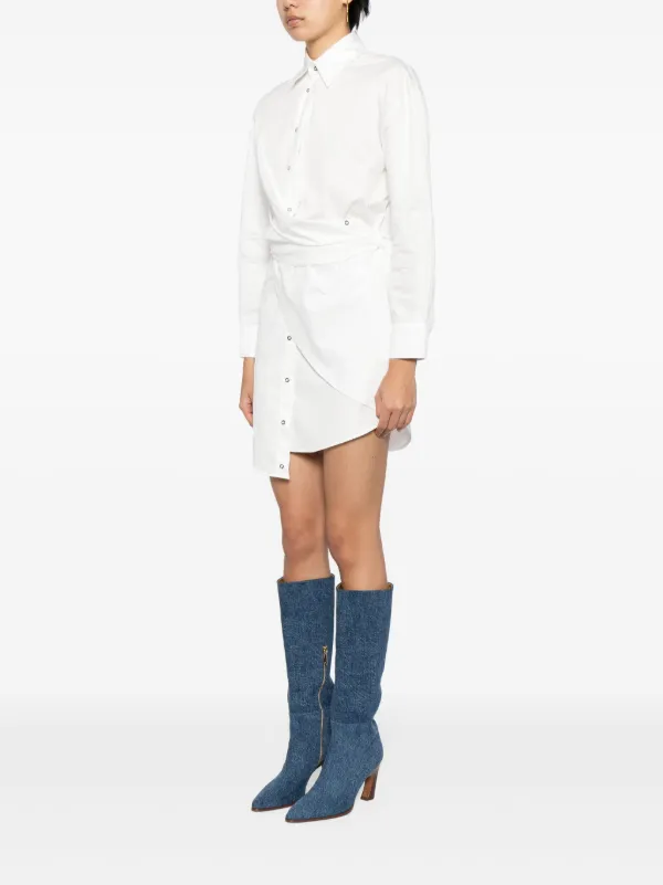 marques almeida shirt dress MARQUES' ALMEIDA Asymmetric stretch-cotton poplin mini shirt dress