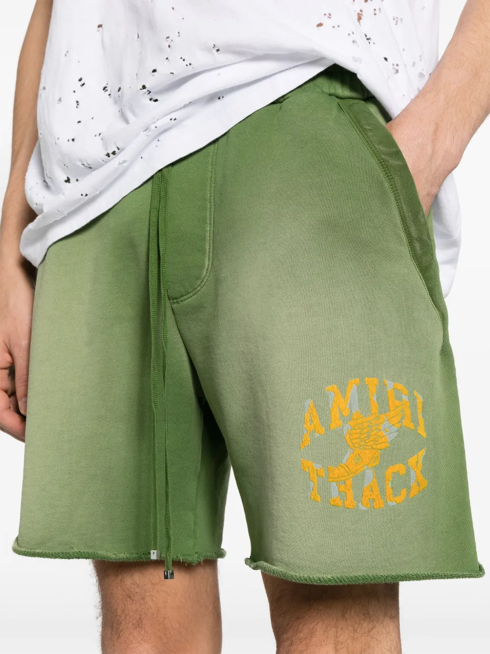 AMIRI Katoenen trainingsshorts verfraaid met logo Groen