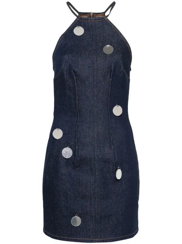 ワンピースその他 David Koma Blue denim mini dress with mirrors Denim mini dress embellished with plexi mirror details