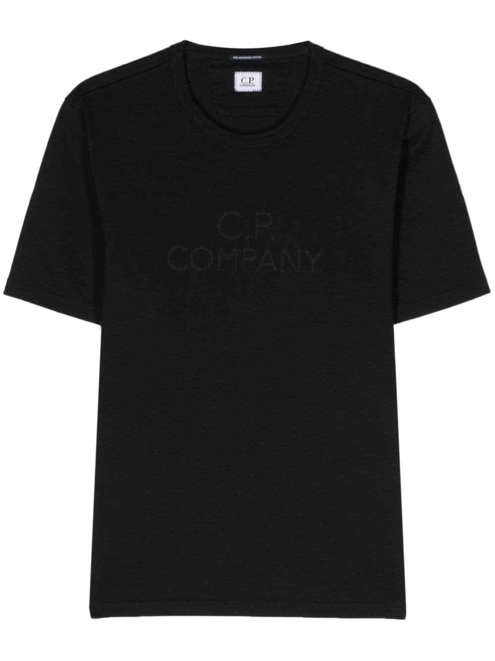 C.p. Company Embroidered Logo Cotton T-shirt In Black