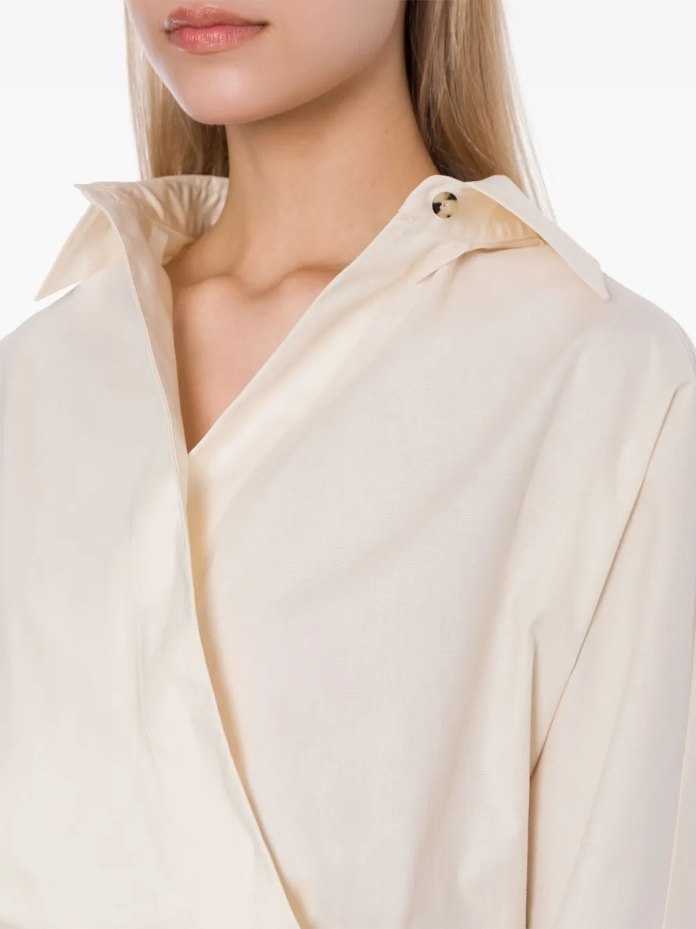 Shop Philosophy Di Lorenzo Serafini Wrap-design Pointed-collar Shirt In White