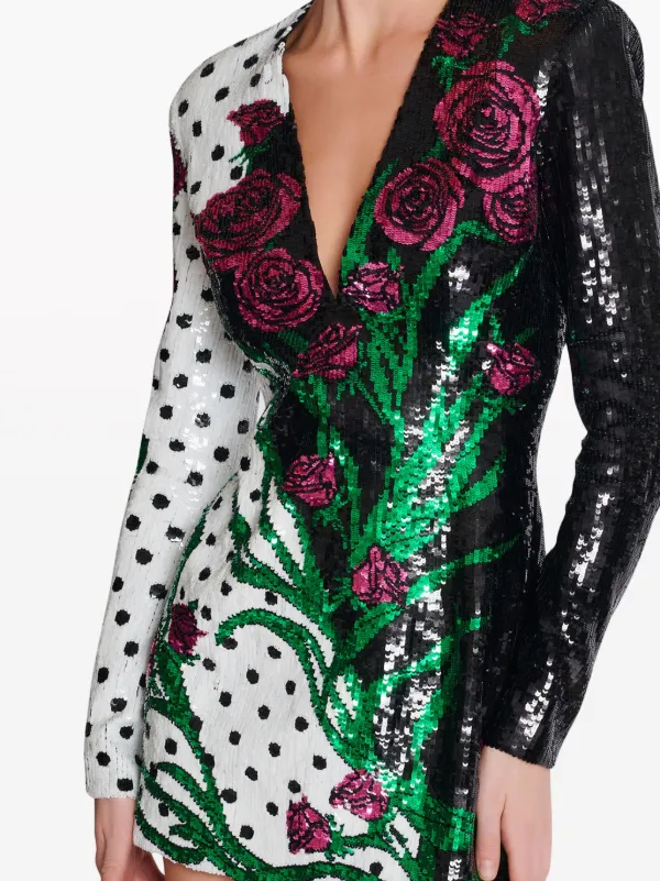 balmain green sequin mini dress Balmain Strapless Embellished Sequin Sun Face Mini Velvet Dress Size Medium  Retail Price 5200 main image 0