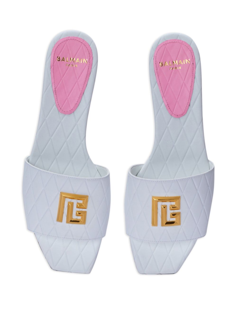 Shop Balmain Logo-plaque Leather Sandals In White