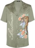 Balmain tiger-print satin shirt - Green