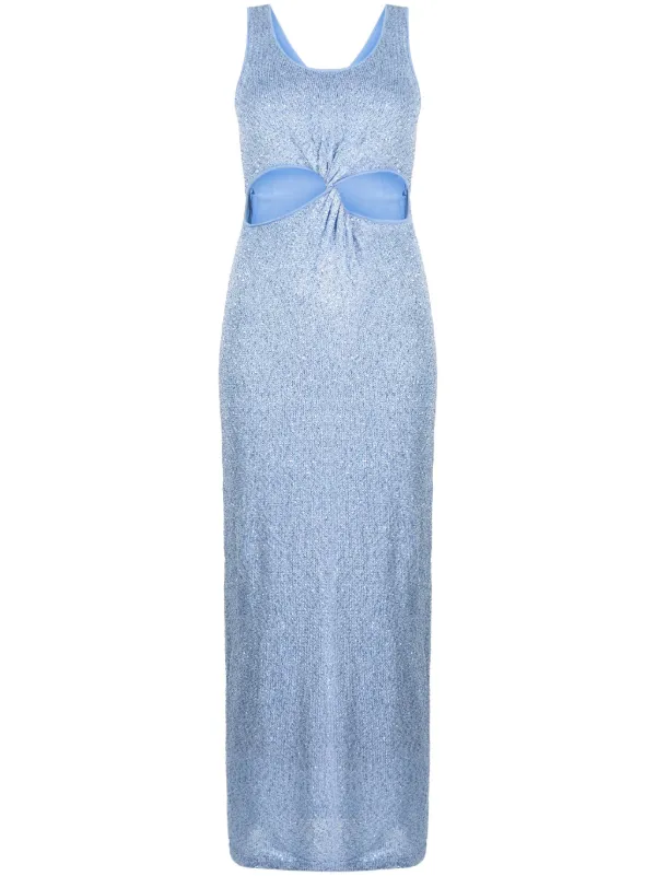simkhai blue dress Simkhai Women's Montgomery Organza Button-Front Gown - Midnight main image 1