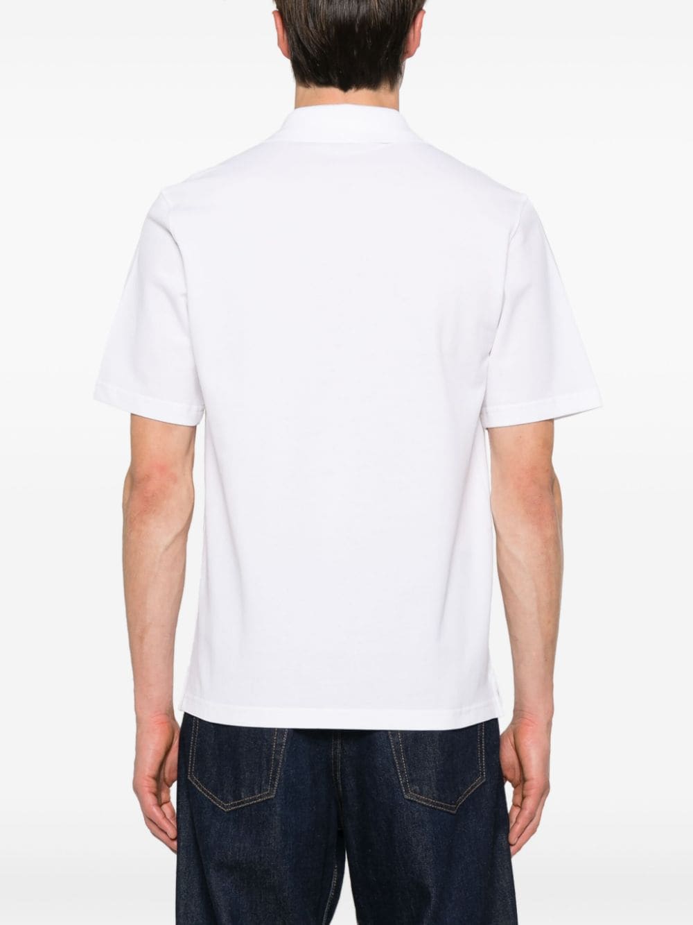 Shop Lanvin Logo-embroidered Piqué Polo Shirt In White