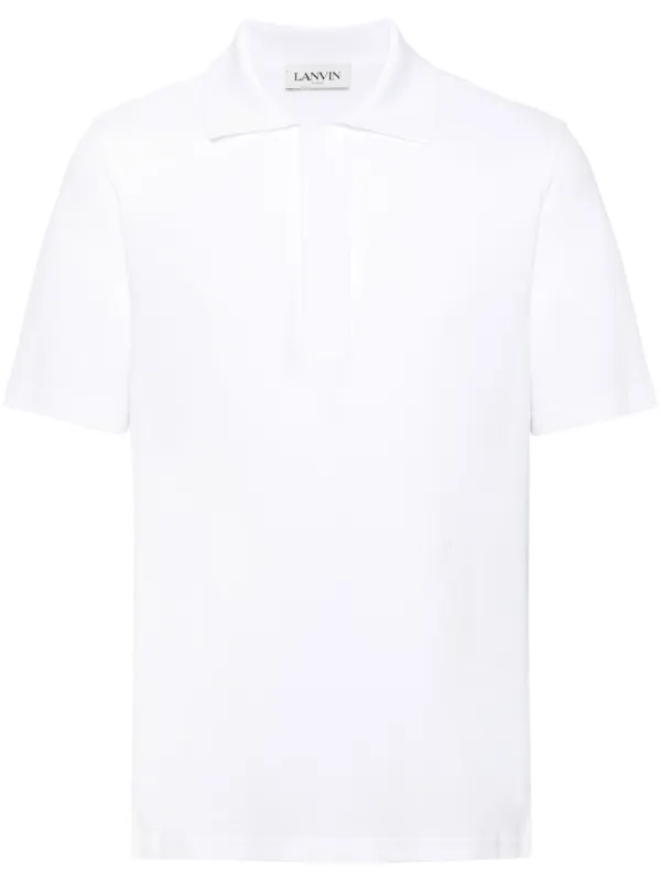 Lanvin Logo-embroidered Piqué Polo Shirt in White