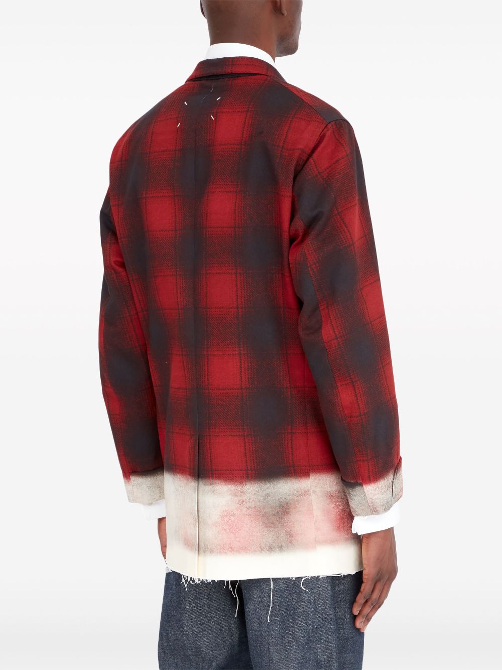 Shop Maison Margiela Pendleton Checked Blazer In 红色