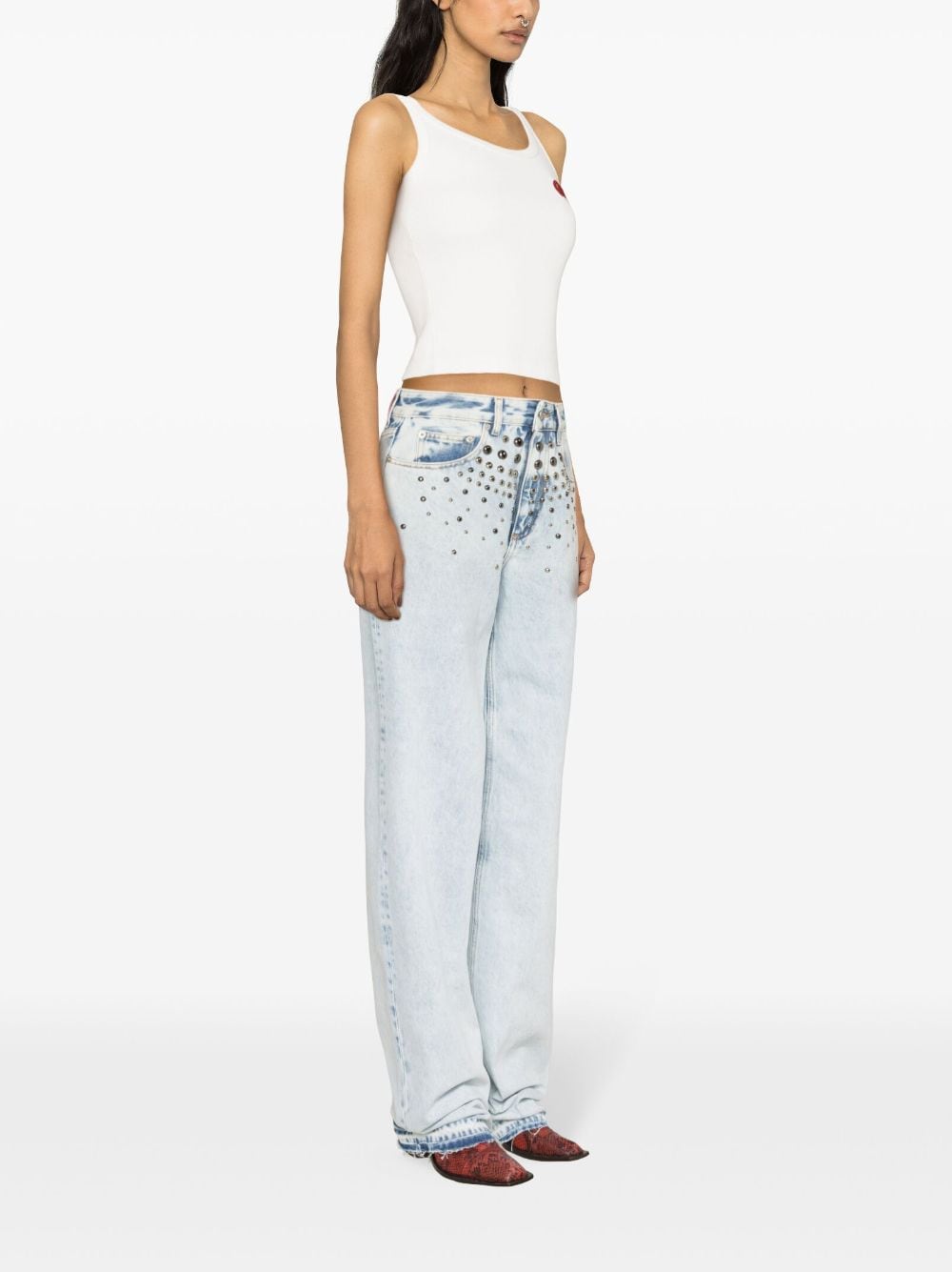 Shop Alessandra Rich Logo-patch Ribbed Tank Top In White