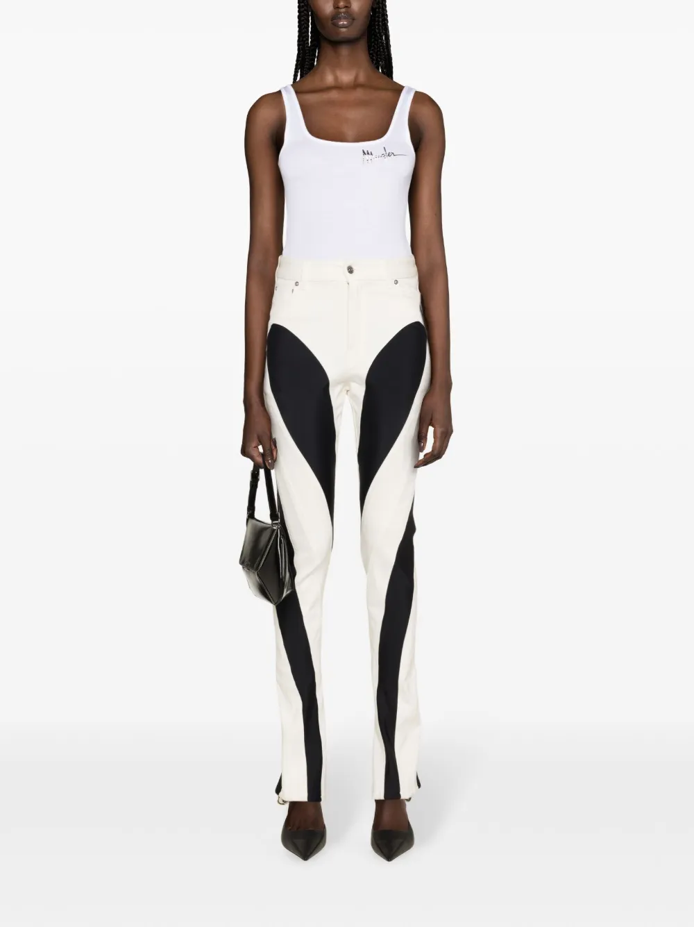 Mugler Signature body met logoprint - Wit