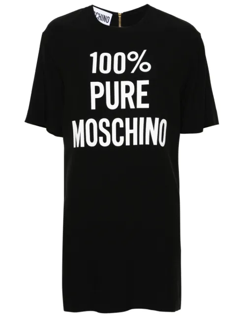Moschino logo-print satin mini dress