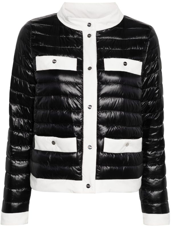 Leather jacket with quilted trims