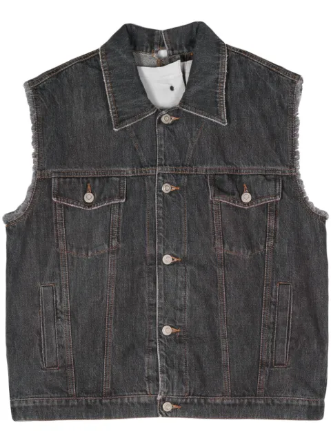 Magliano raw-cut detail cotton denim vest