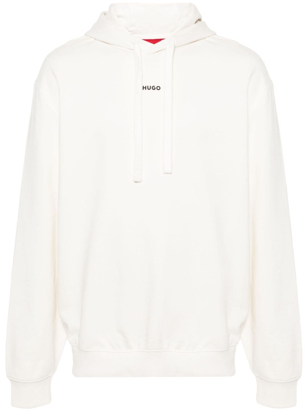Hugo Relaxed-fit Cotton Hoodie With Contrast Logo In White