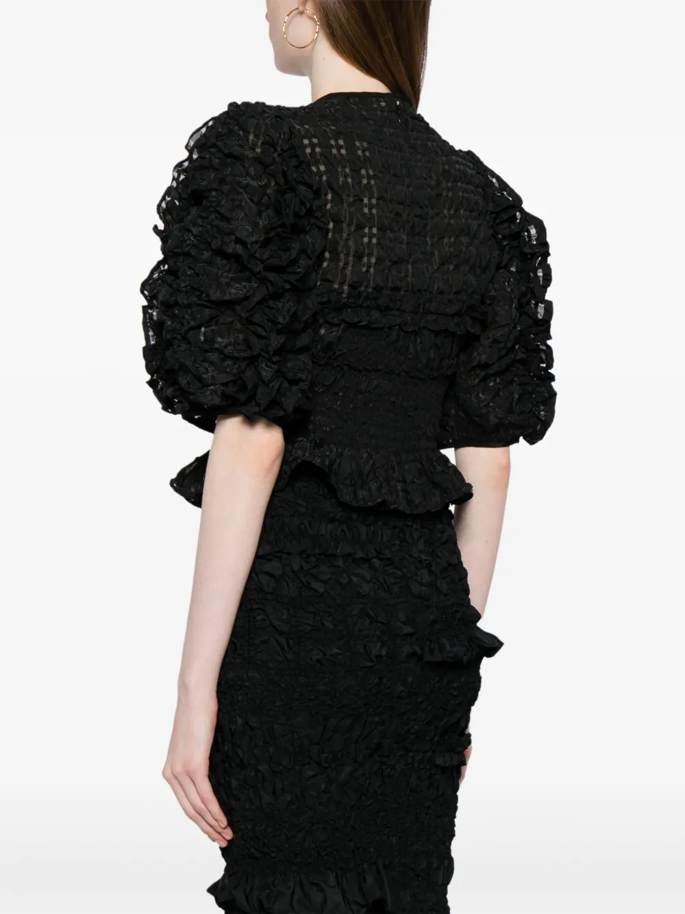 Cecilie Bahnsen Vanessa Puff-sleeve Top In Black