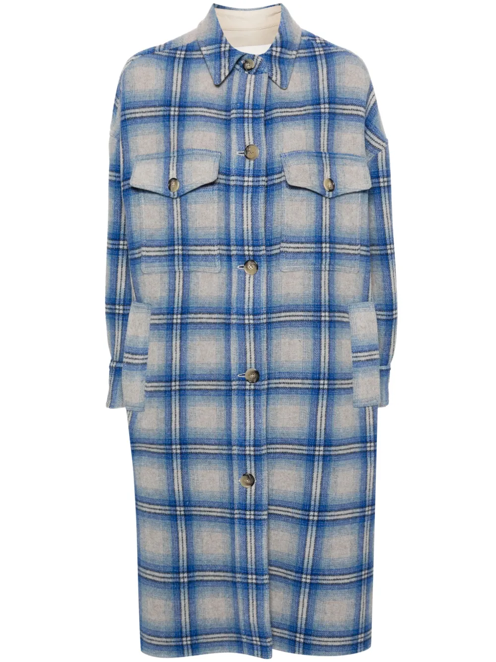 Shop Isabel Marant Fontizi Checked Coat In Blue