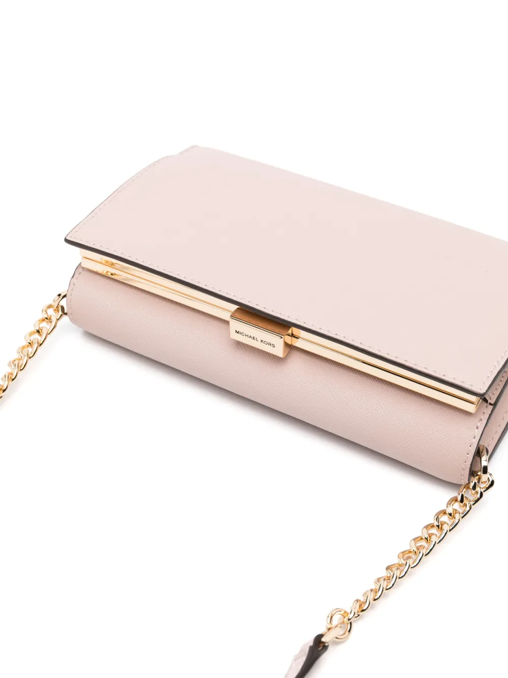 Shop Michael Michael Kors Jet Set Leather Crossbody Bag In Pink