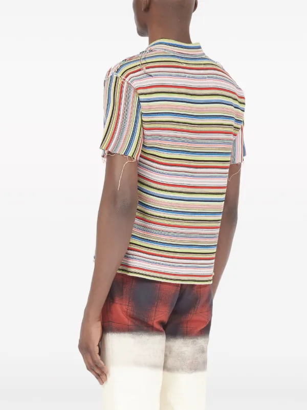 Maison Margiela Striped Knitted Polo Shirt | Red | FARFETCH