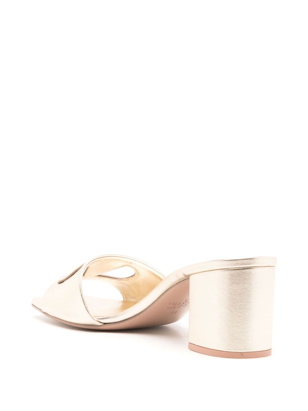 Shop Valentino Vlogo 60mm Leather Mules In Silver