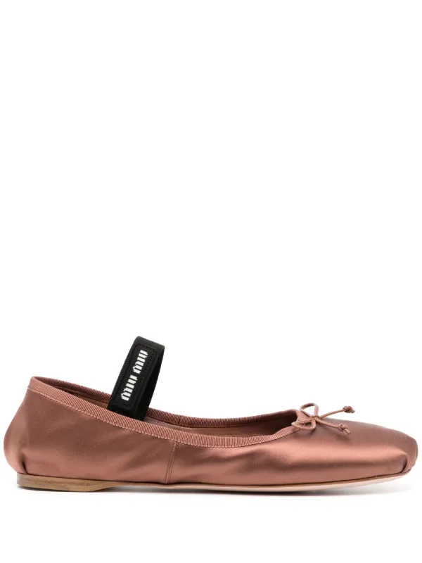 Miu Miu Satin Ballerina Shoes Marrón FARFETCH ES