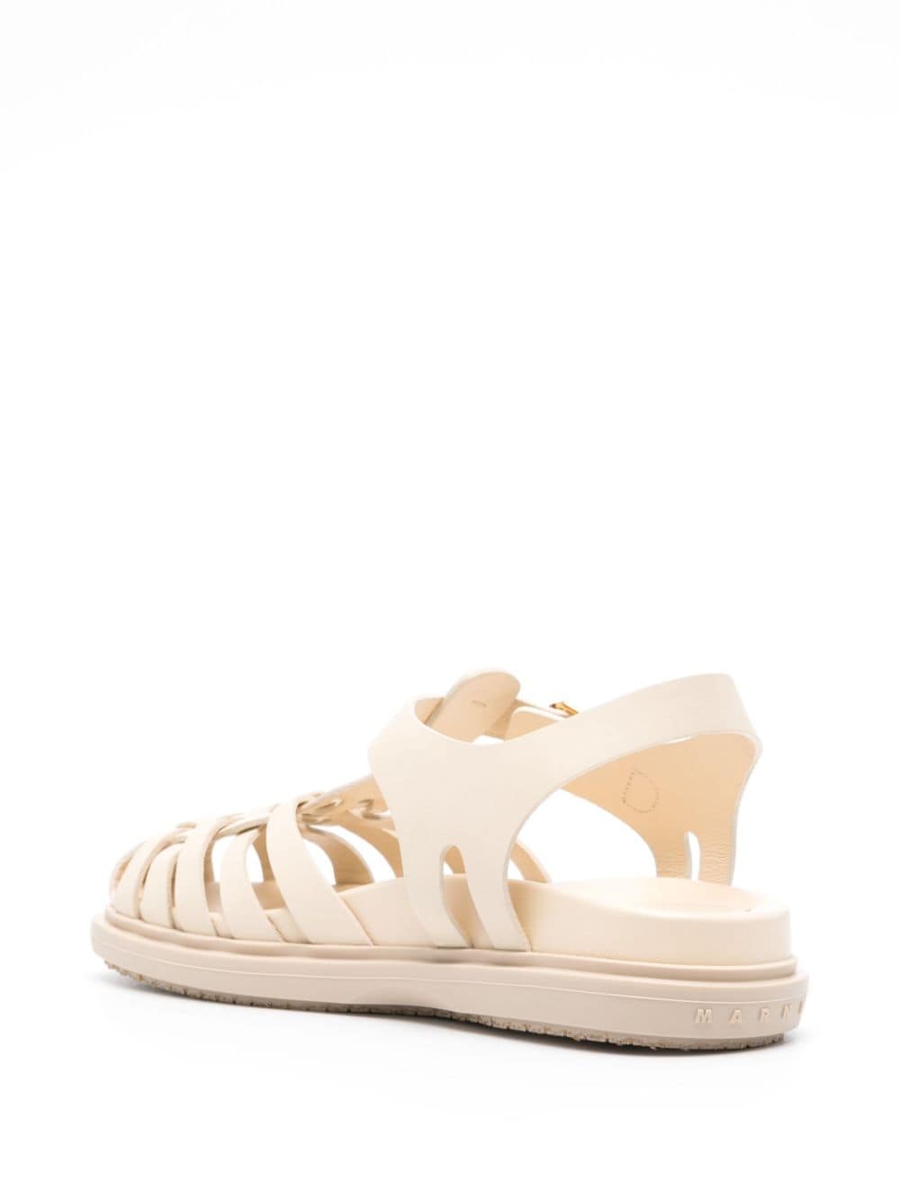 Shop Marni Caged Leather Sandals In Neutrals