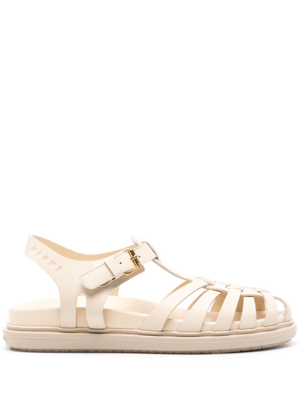 Shop Marni Caged Leather Sandals In Neutrals