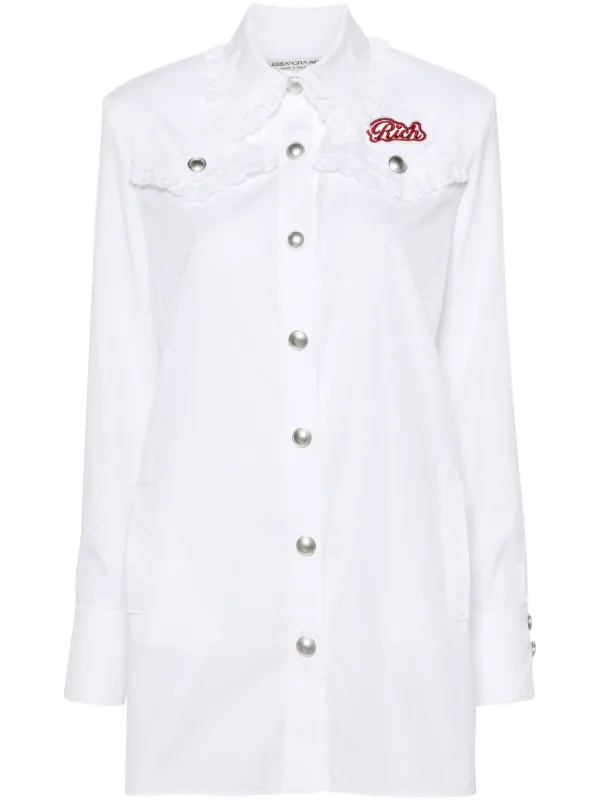 Alessandra Rich Logo-patch Lace-trim Minidress in White