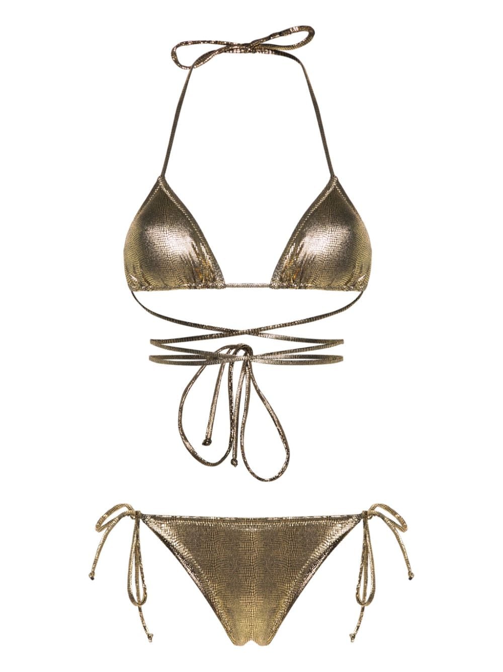 Reina Olga Miami Snake-print Bikini In Gold