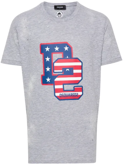 DSQUARED2 playera con logo estampado y efecto envejecido