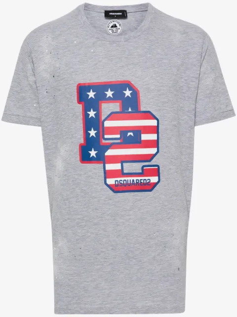 DSQUARED2 logo-print distressed T-shirt