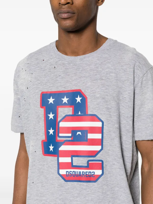 DSQUARED2 ダメージ Tシャツ | グレー | FARFETCH JP