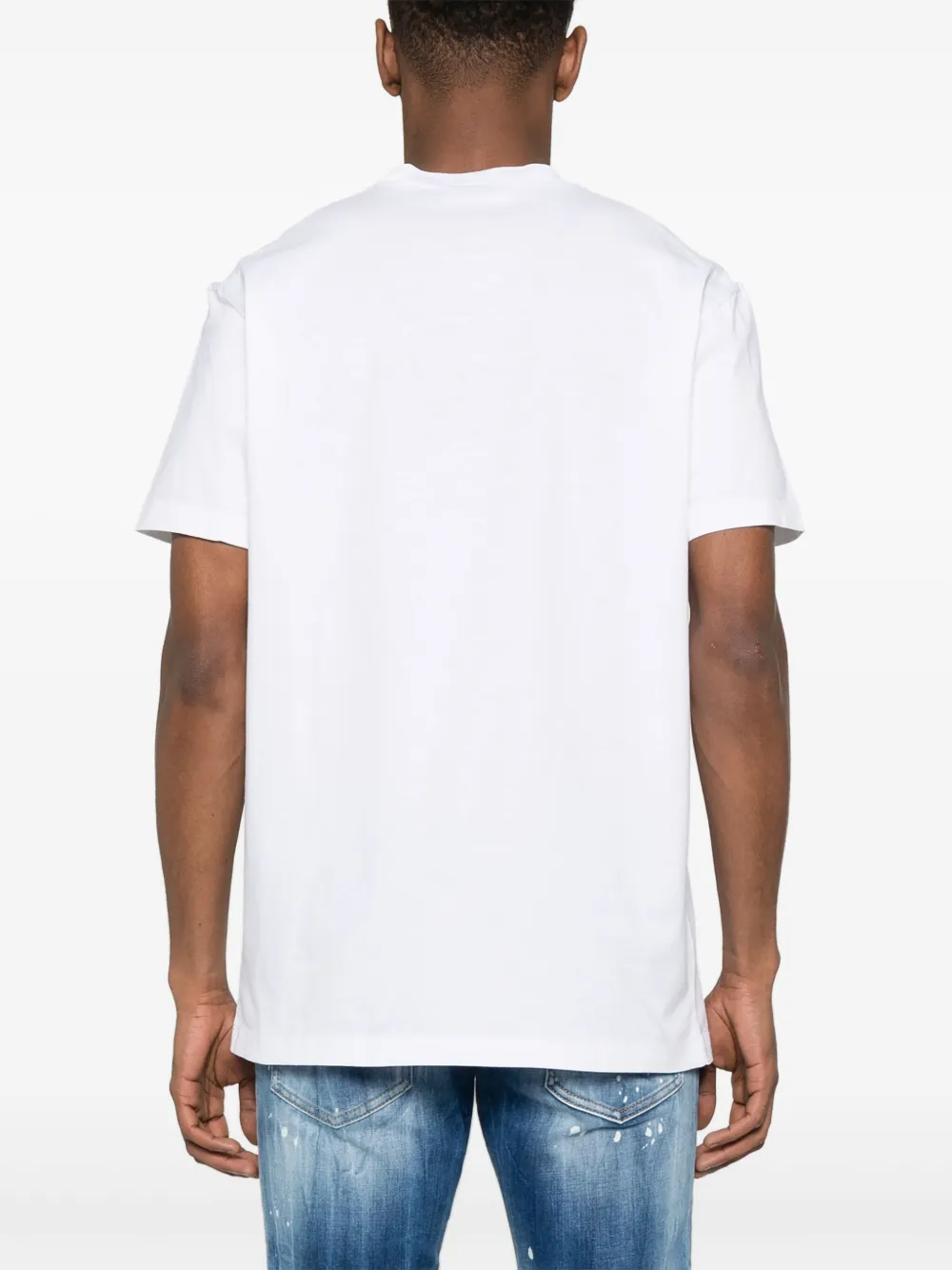 Dsquared2 Crew Neck Graphic Print Cotton Jersey Texture In White