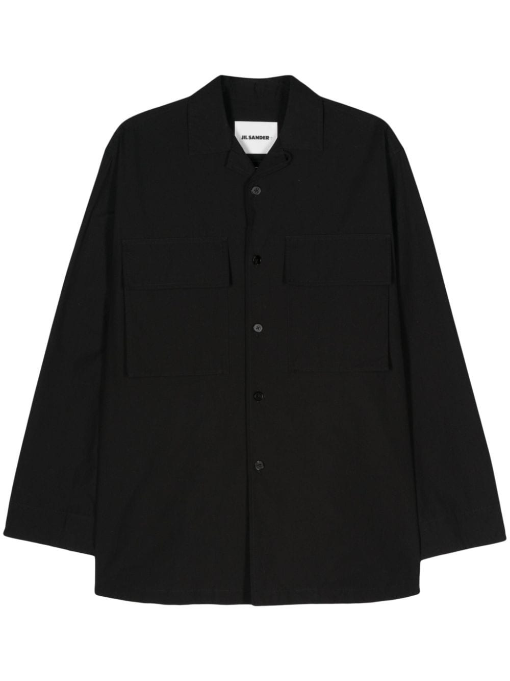 Shop Jil Sander Logo-tag Cotton Shirt In Black