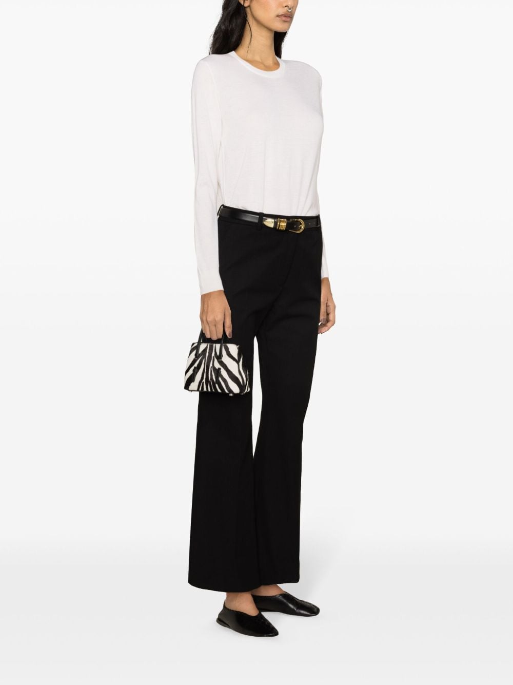 Shop Allude Crew-neck Cashmere Cropped Jumper In White