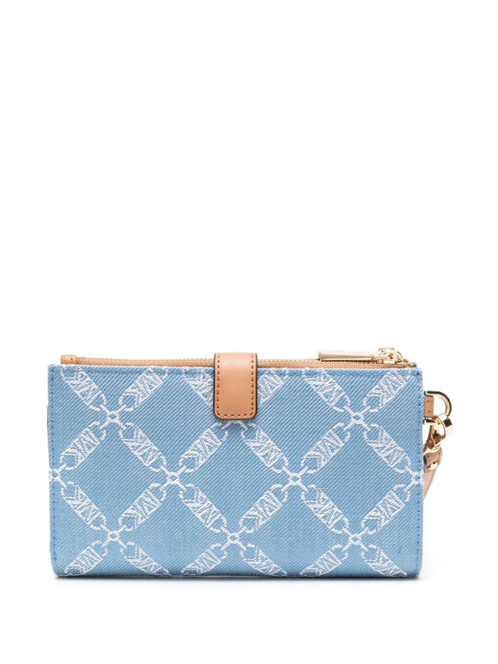 Shop Michael Michael Kors Monogram-jacquard Denim Wallet In Blue