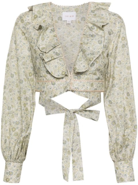 IXIAH укороченная блузка с принтом Dahlia