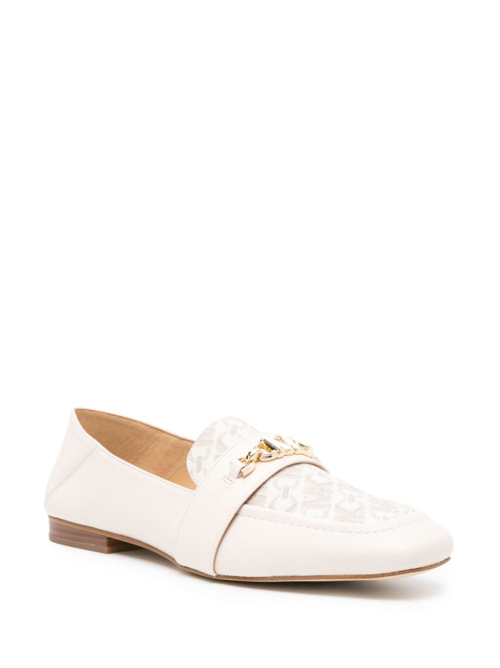 Shop Michael Michael Kors Monogram-print Leather Loafers In Neutrals