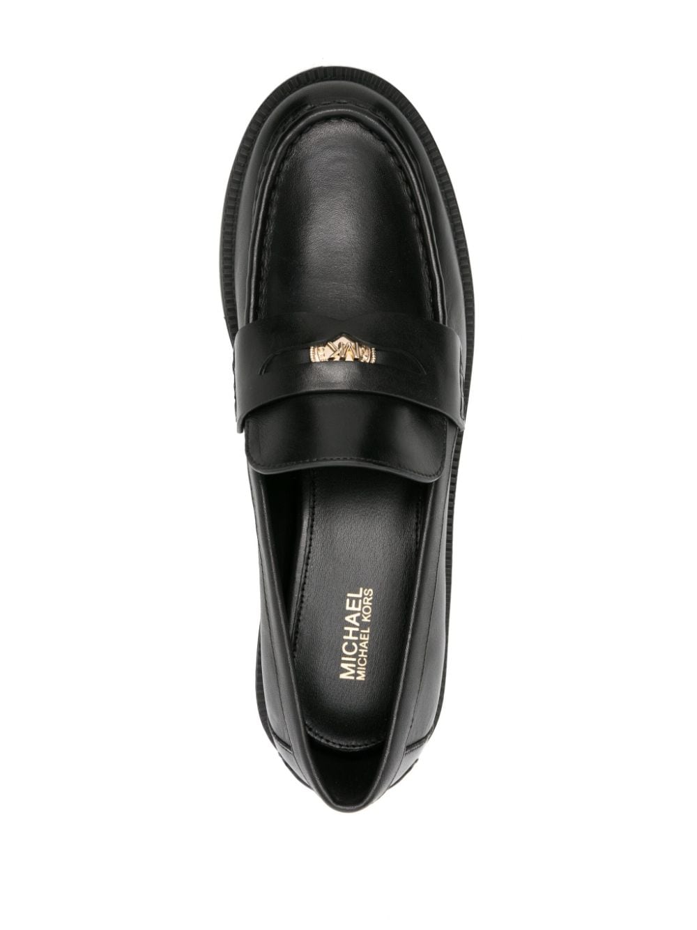 Shop Michael Michael Kors Logo-penny Leather Loafers In 黑色