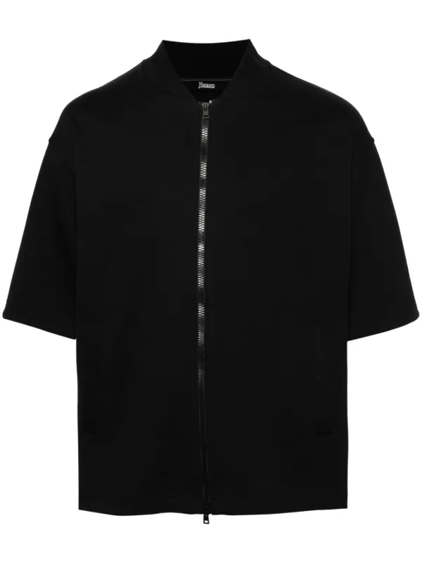 HERNO ショートスリーブジップクルーネックスウェットシャツ Herno ショートスリーブ スウェットシャツ | ブラック | FARFETCH JP
