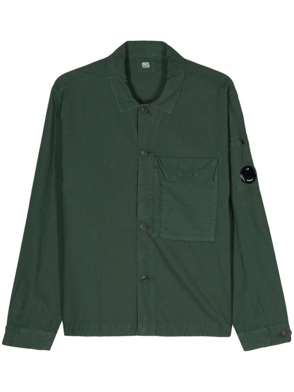 Shop C.p. Company C. P. Company Lens Detail Cotton Shirt In Green