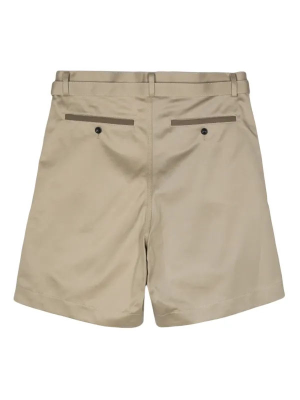 Sacai Cotton Chino Shorts In Beige | ModeSens