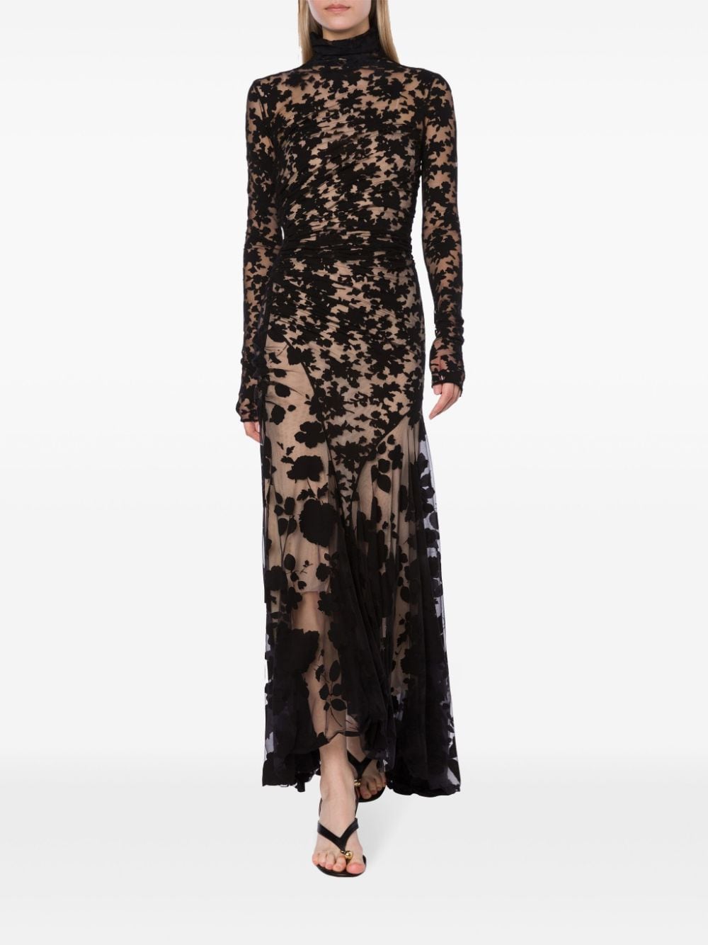 Shop Philosophy Di Lorenzo Serafini Floral-lace High-neck Dress In Black