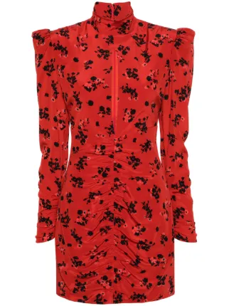 ワンピース ALESSANDRA RICH Printed Silk Mini Dress Alessandra Rich Rose-Print Silk Satin Mini Dress - Runway