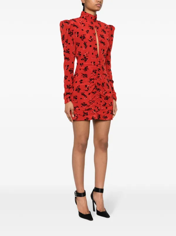 Alessandra Rich floral-print Silk Mini Dress | Red | FARFETCH