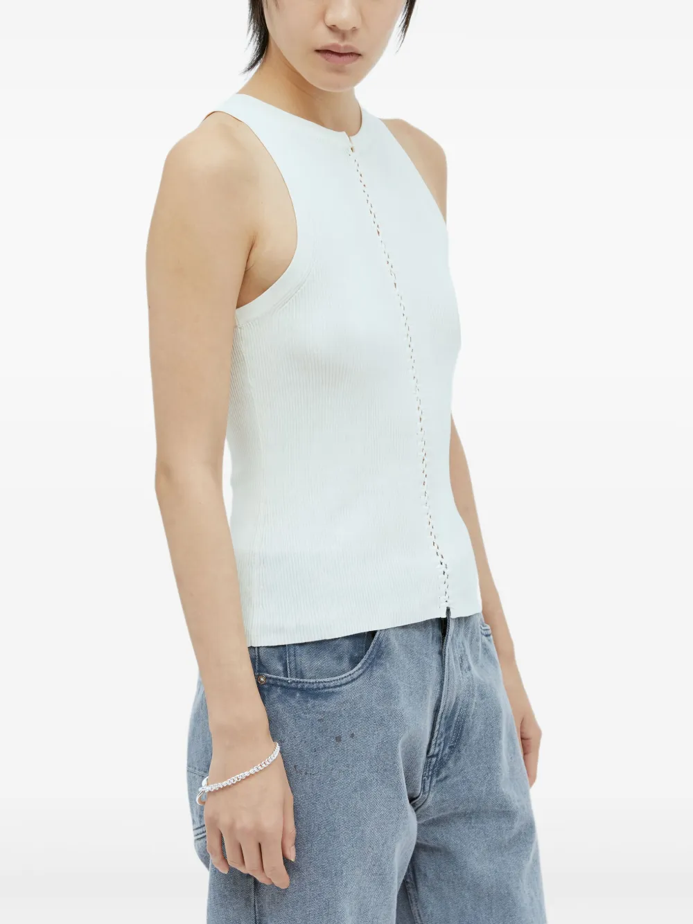 St. Agni Geribbelde tanktop Wit