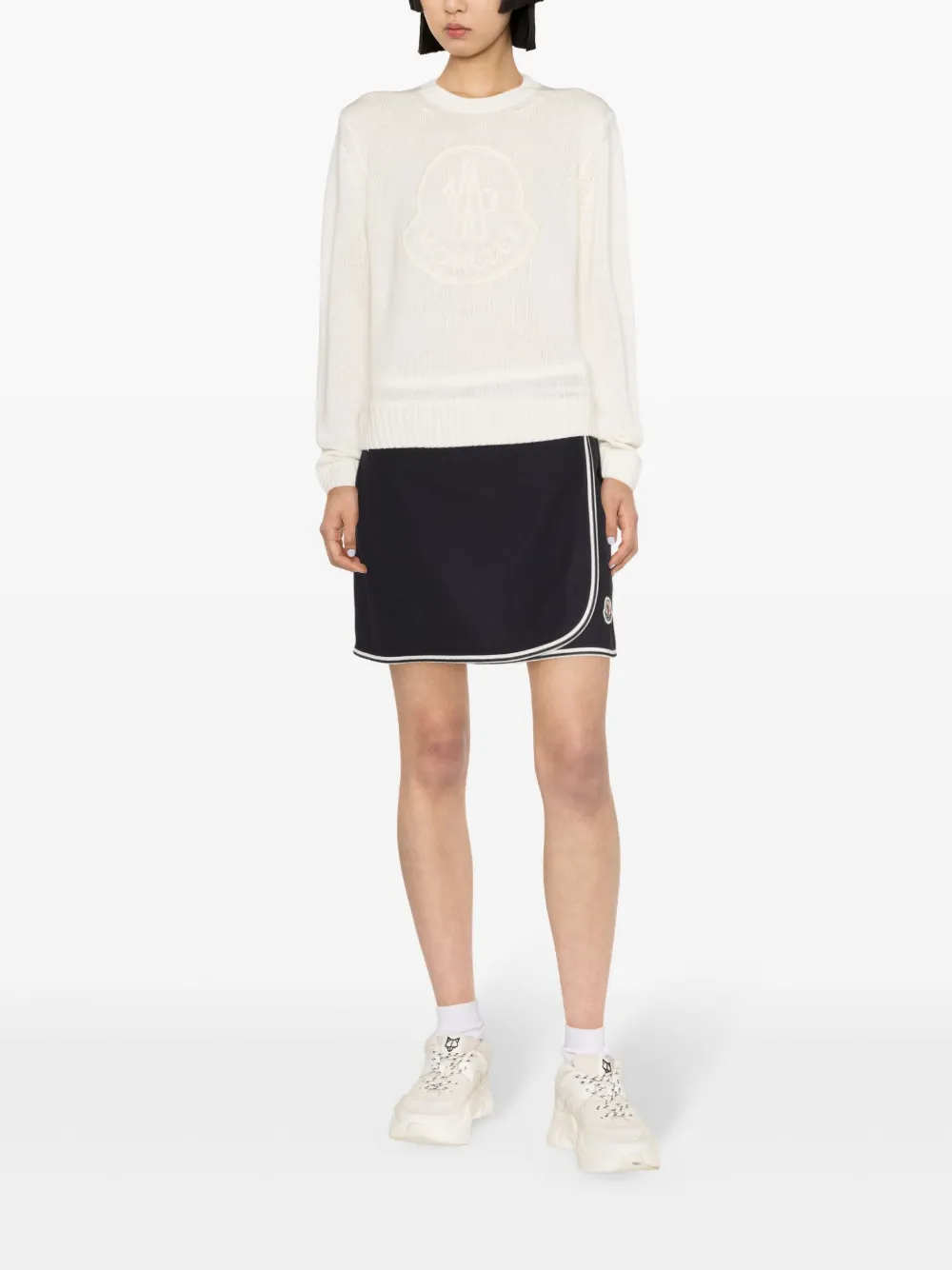 Moncler Trui met geborduurd logo - Wit
