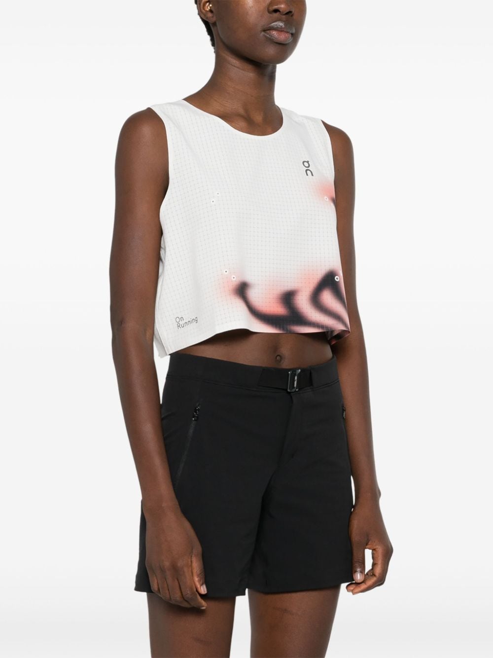 Shop On Running Windowpane-print Sleeveless Performance Top In White