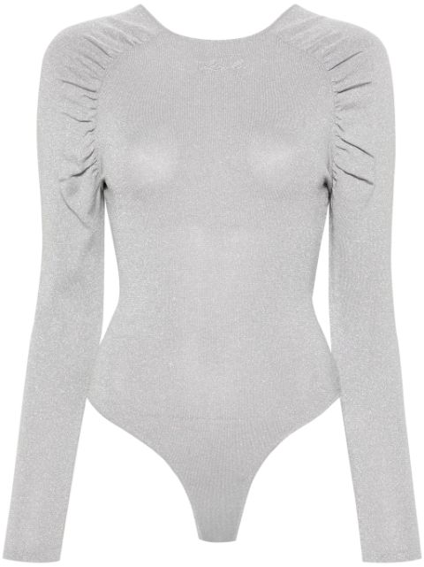 Karl Lagerfeld logo-embroidered lurex bodysuit