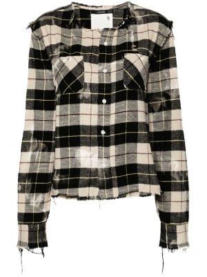 R13 Frayed Checked Shirt Farfetch