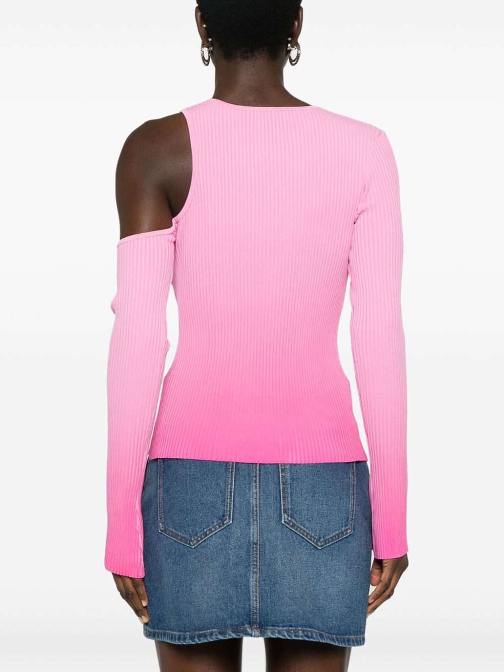 Shop David Koma Cut-put Gradient Knit Top In Pink